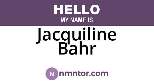 Jacquiline Bahr