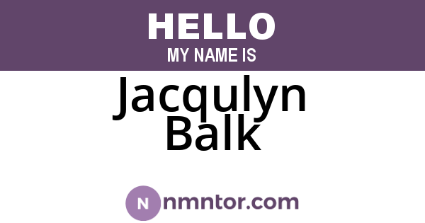 Jacqulyn Balk