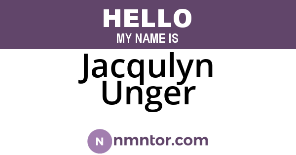 Jacqulyn Unger