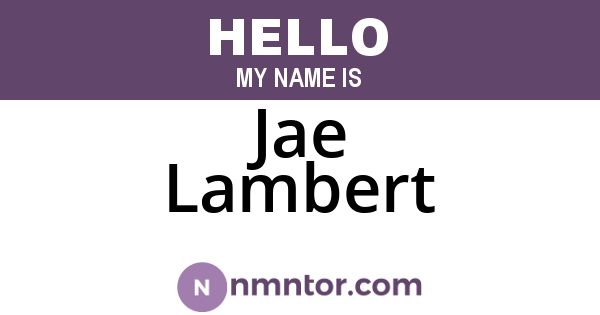Jae Lambert
