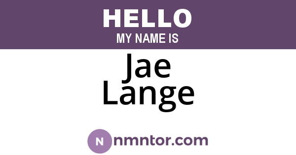 Jae Lange