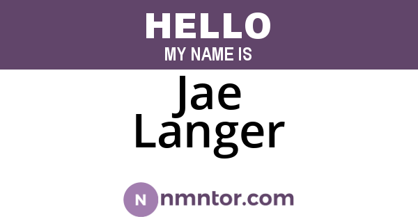 Jae Langer