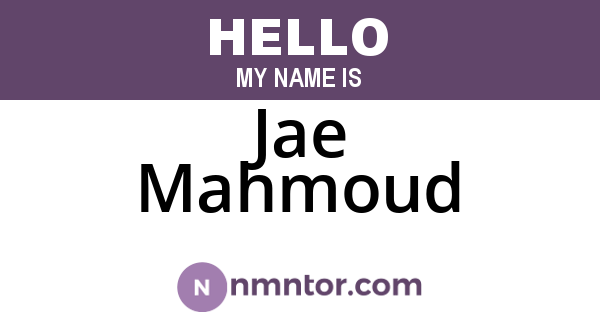 Jae Mahmoud