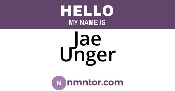 Jae Unger