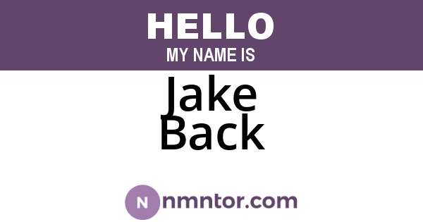 Jake Back