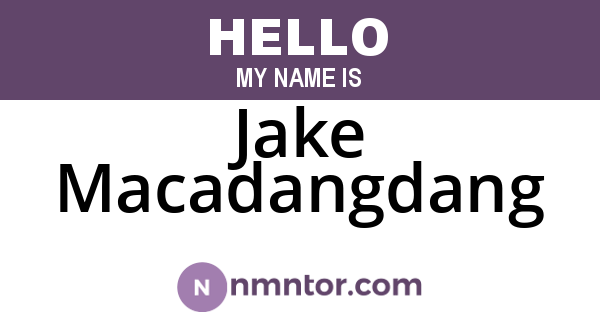 Jake Macadangdang