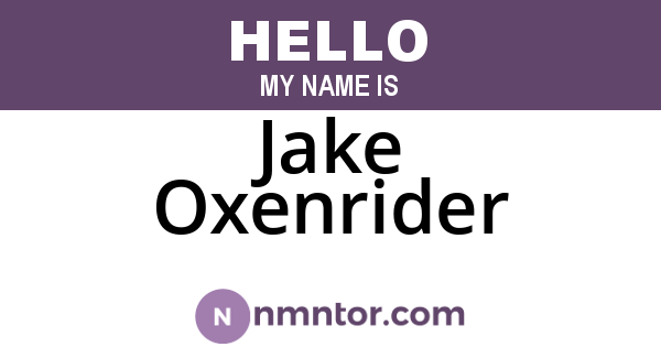 Jake Oxenrider