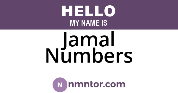 Jamal Numbers