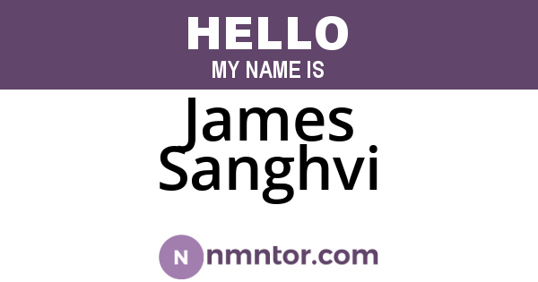 James Sanghvi