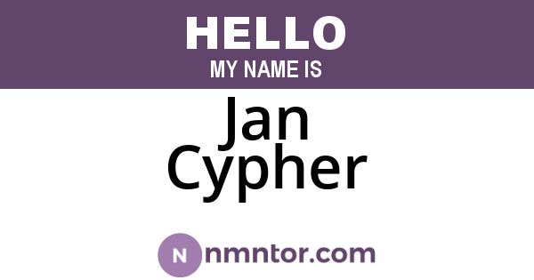 Jan Cypher