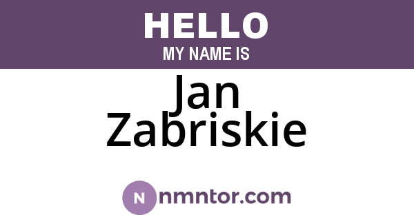 Jan Zabriskie