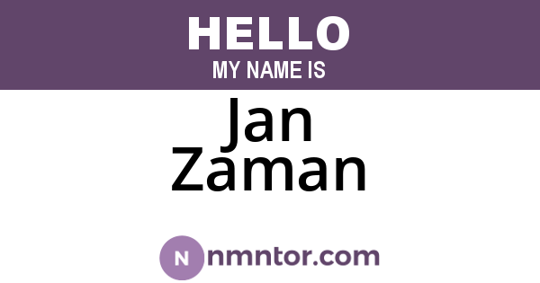 Jan Zaman