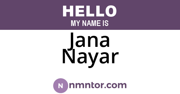 Jana Nayar
