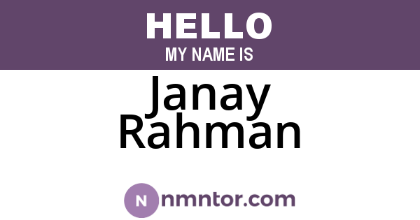 Janay Rahman