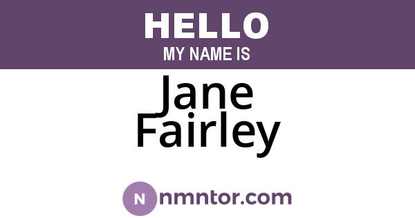 Jane Fairley