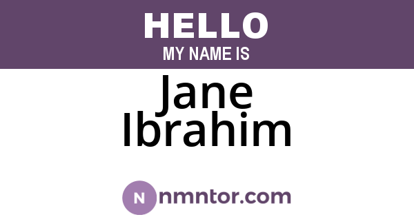 Jane Ibrahim
