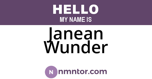 Janean Wunder