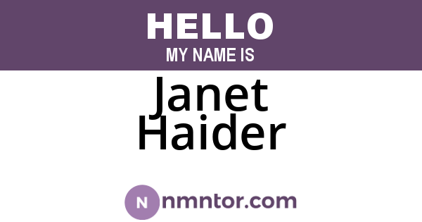 Janet Haider