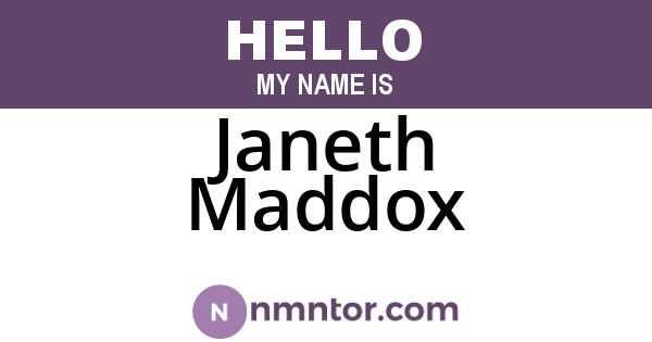 Janeth Maddox