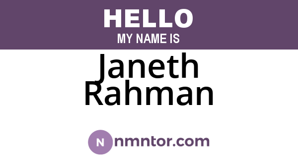 Janeth Rahman