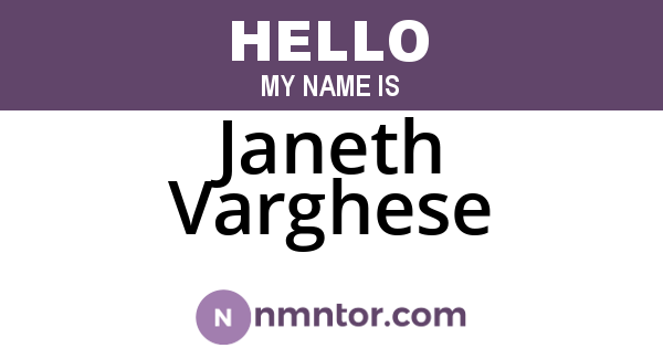 Janeth Varghese