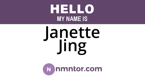 Janette Jing