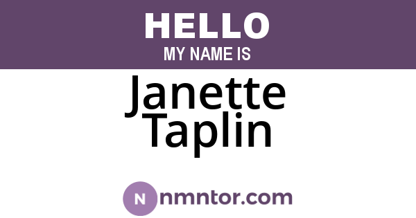 Janette Taplin