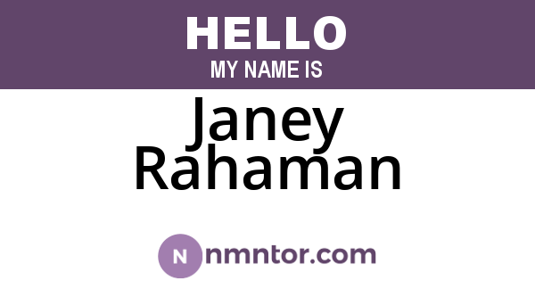 Janey Rahaman