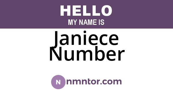 Janiece Number