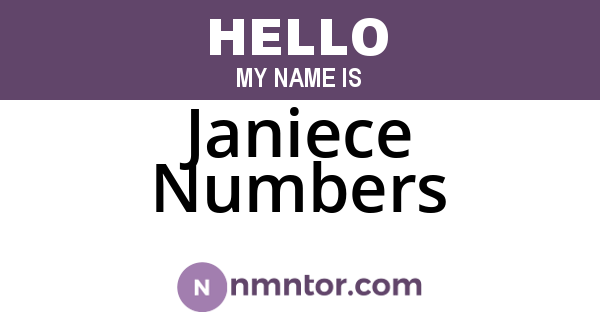 Janiece Numbers