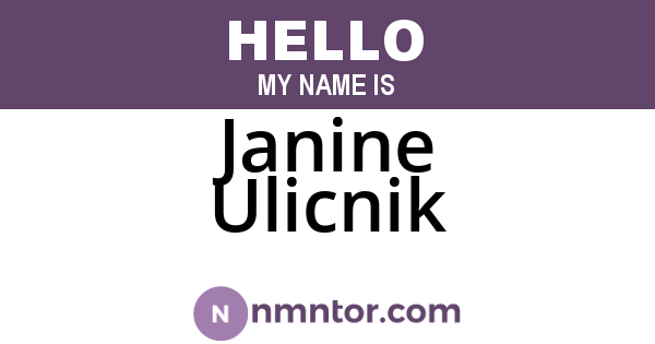 Janine Ulicnik