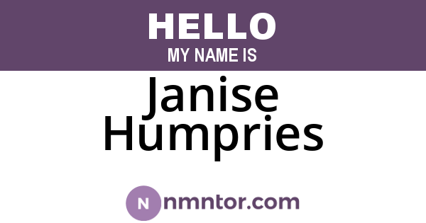 Janise Humpries