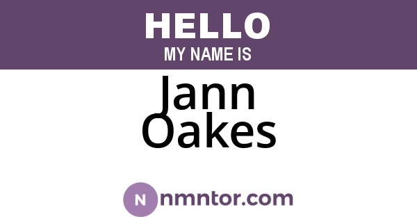 Jann Oakes