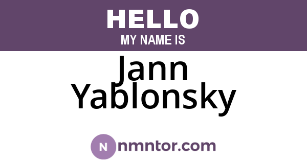 Jann Yablonsky
