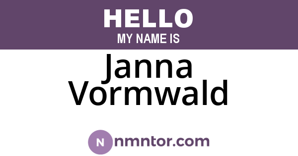 Janna Vormwald