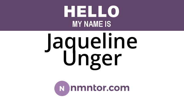Jaqueline Unger