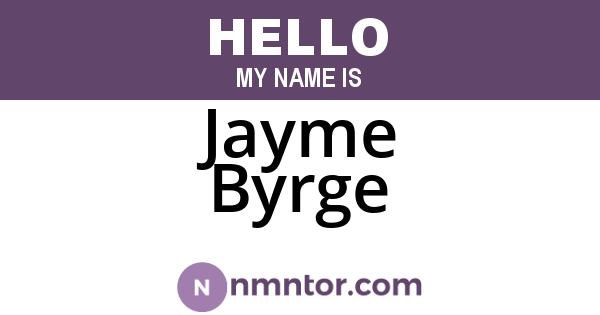 Jayme Byrge