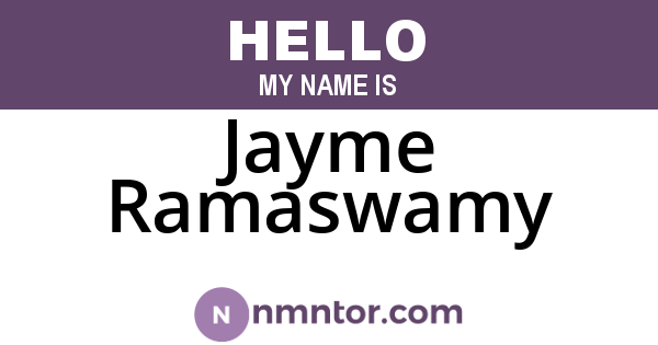 Jayme Ramaswamy