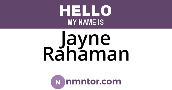 Jayne Rahaman
