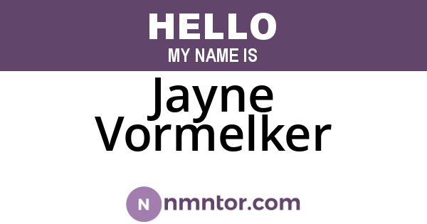 Jayne Vormelker