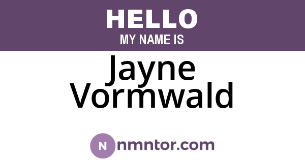 Jayne Vormwald