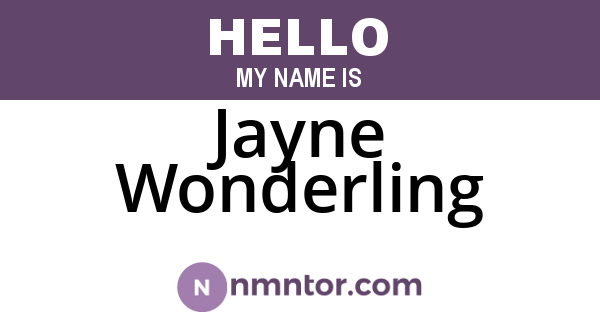 Jayne Wonderling