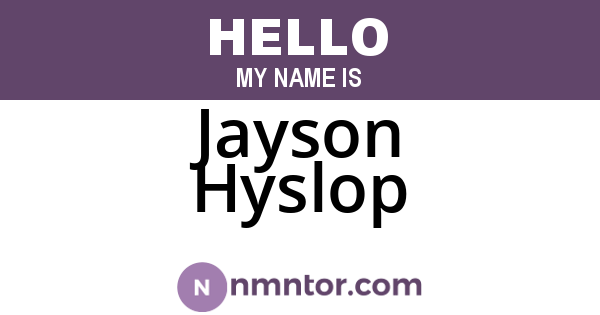 Jayson Hyslop