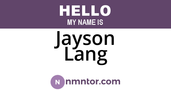 Jayson Lang