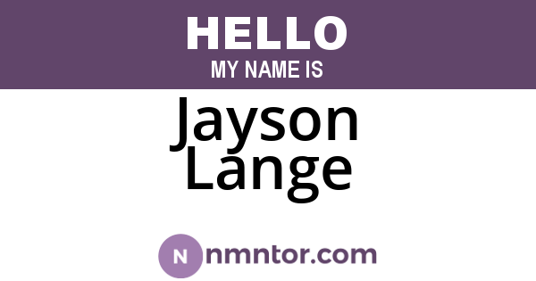 Jayson Lange
