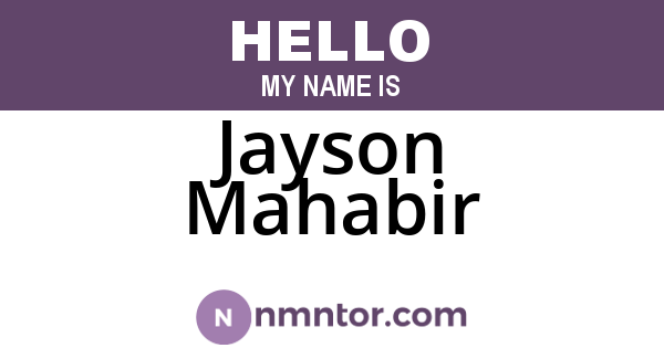 Jayson Mahabir