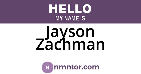 Jayson Zachman