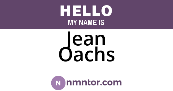Jean Oachs