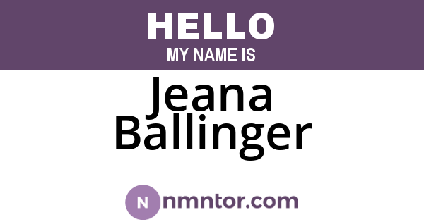Jeana Ballinger