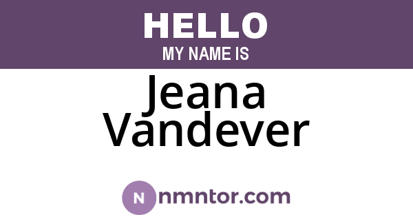 Jeana Vandever